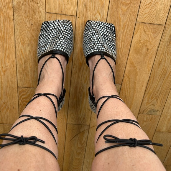 Mesh Gladiator Heels with crystal detailing - Picture 5 of 11